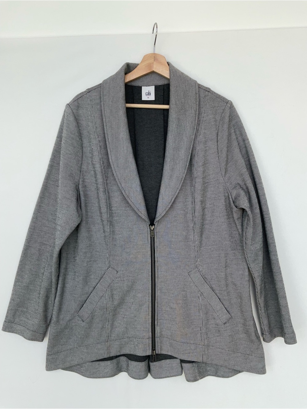 CAbi Gray Shawl Collar Utility Jacket